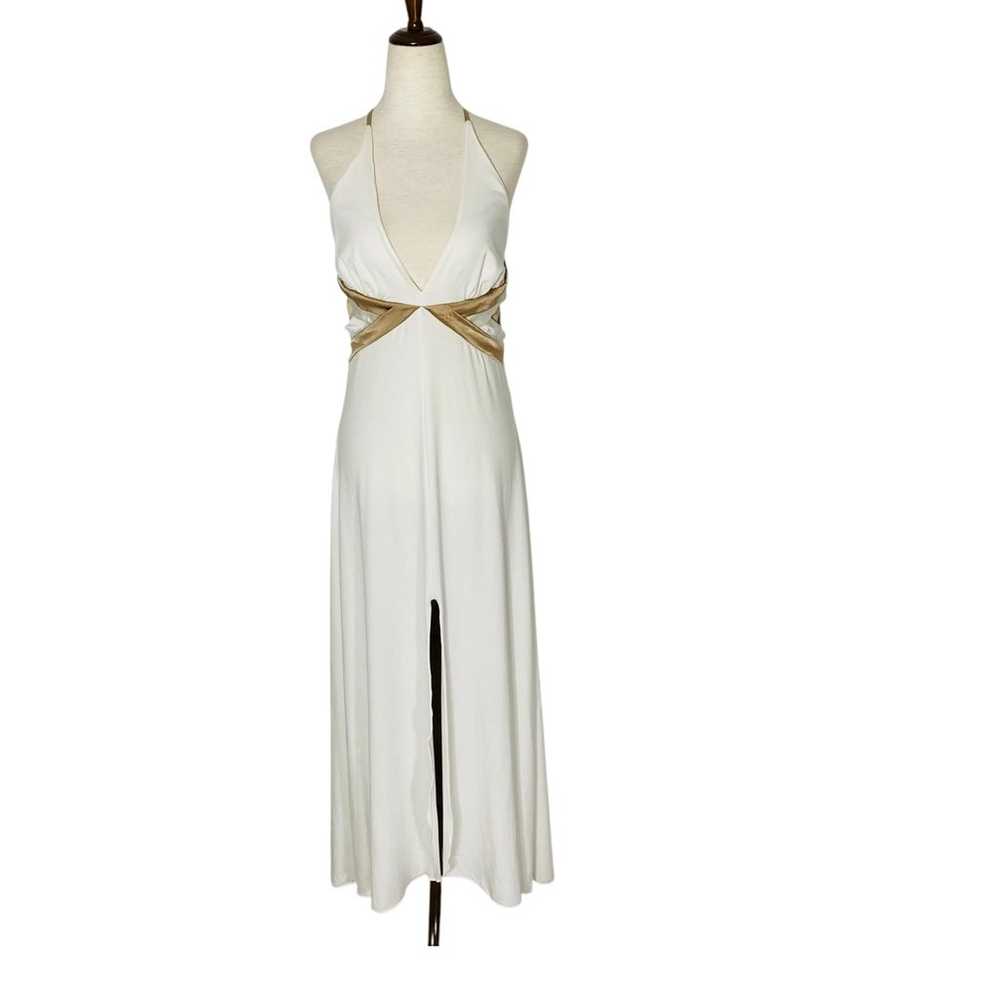 BEBE Ivory Halter Maxi Dress Size Medium - image 3