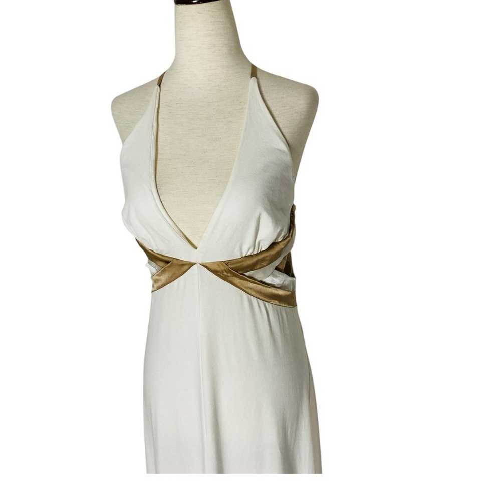 BEBE Ivory Halter Maxi Dress Size Medium - image 4