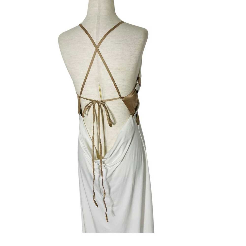 BEBE Ivory Halter Maxi Dress Size Medium - image 9