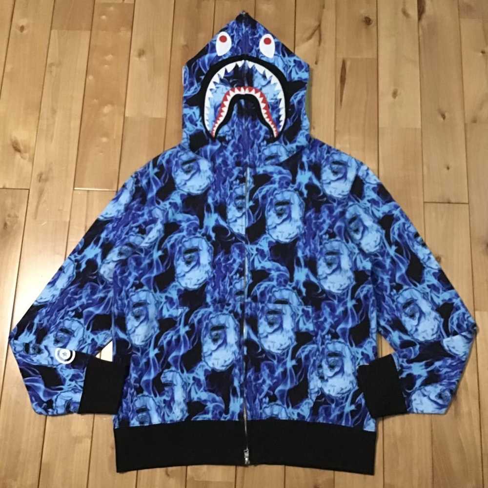 Bape BAPE flame shark full zip hoodie a bathing a… - image 1