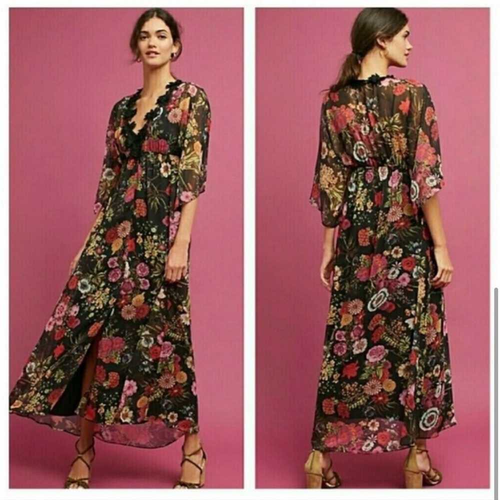 Farm Rio Laina Floral Semi Sheer Maxi Dress Size … - image 1