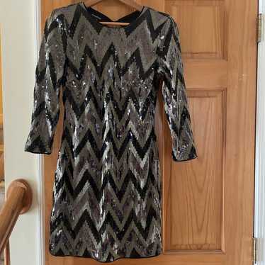 Bebe Silver and Black Sequin Dress