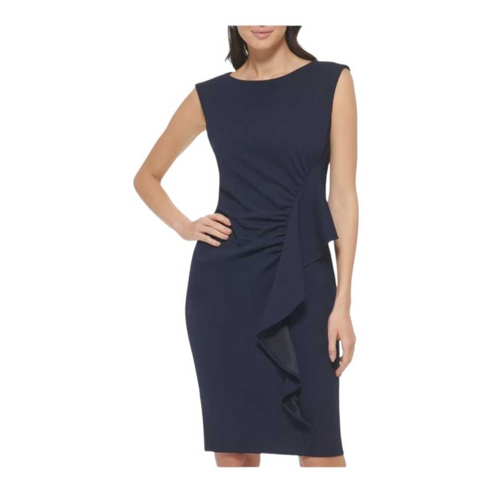 Calvin Klein dress Ruffle crepe sheath sleeveless… - image 8