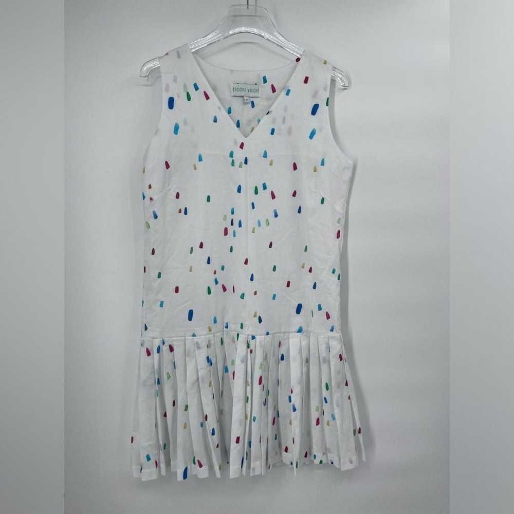 Brooke Wright white sleeveless confetti dress siz… - image 1