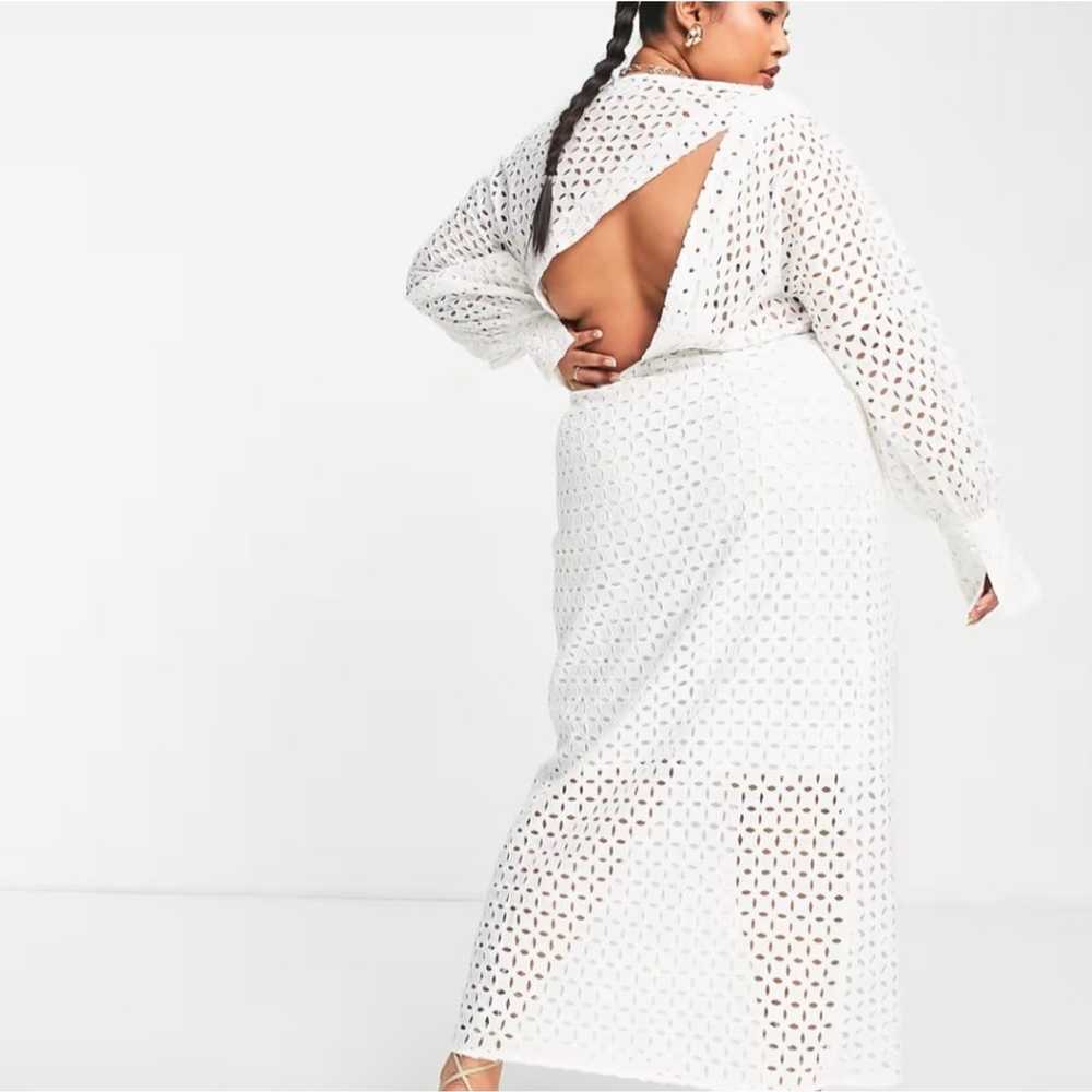 Reg $190 ASOS curve wrap front midi eyelet dress … - image 2