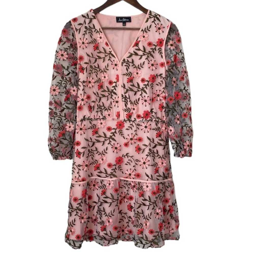 Sam Edelman Embroidered Floral Dress Pink Sz 6 - image 1