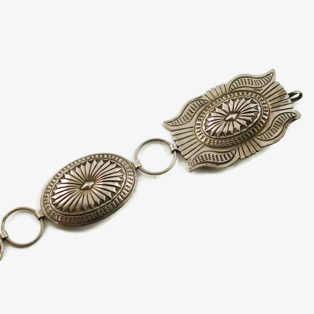 Vintage Navajo Hand Stamped Heavy Gauge Sterling … - image 6