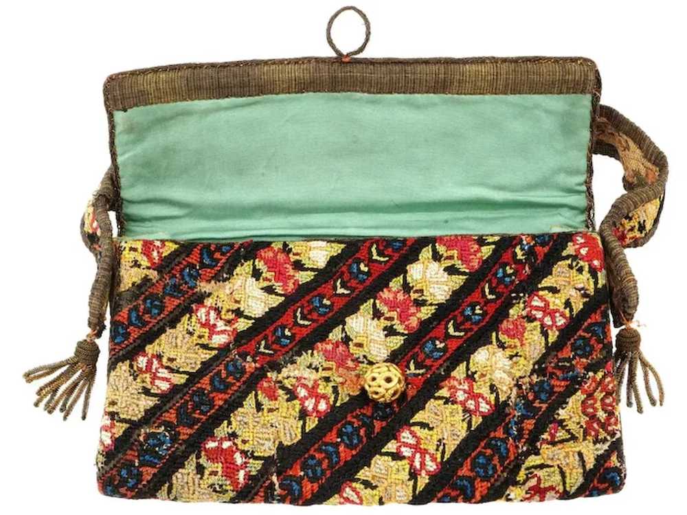 Antique Persian Safavid Textile Handbag CA 18Th C - image 3