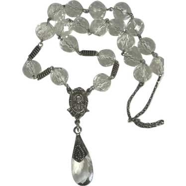 Rare Sterling Rock Crystal Rosary Necklace