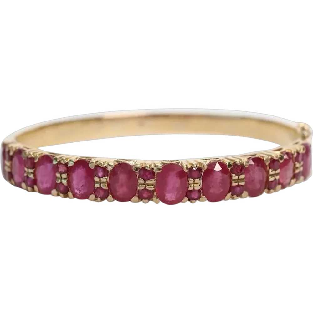 18k Yellow Gold Ruby Bangle, 6.75 inches - 22.0g - image 1