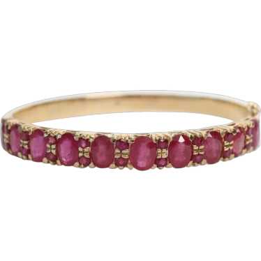 18k Yellow Gold Ruby Bangle, 6.75 inches - 22.0g - image 1