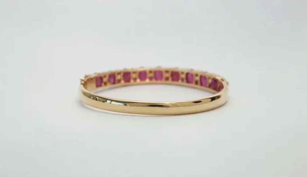 18k Yellow Gold Ruby Bangle, 6.75 inches - 22.0g - image 2