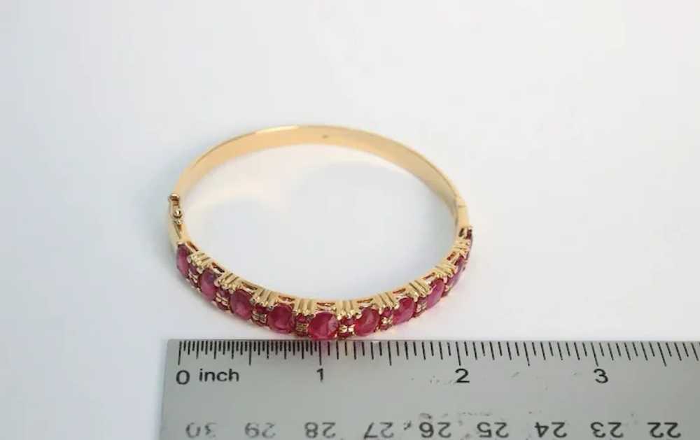 18k Yellow Gold Ruby Bangle, 6.75 inches - 22.0g - image 5