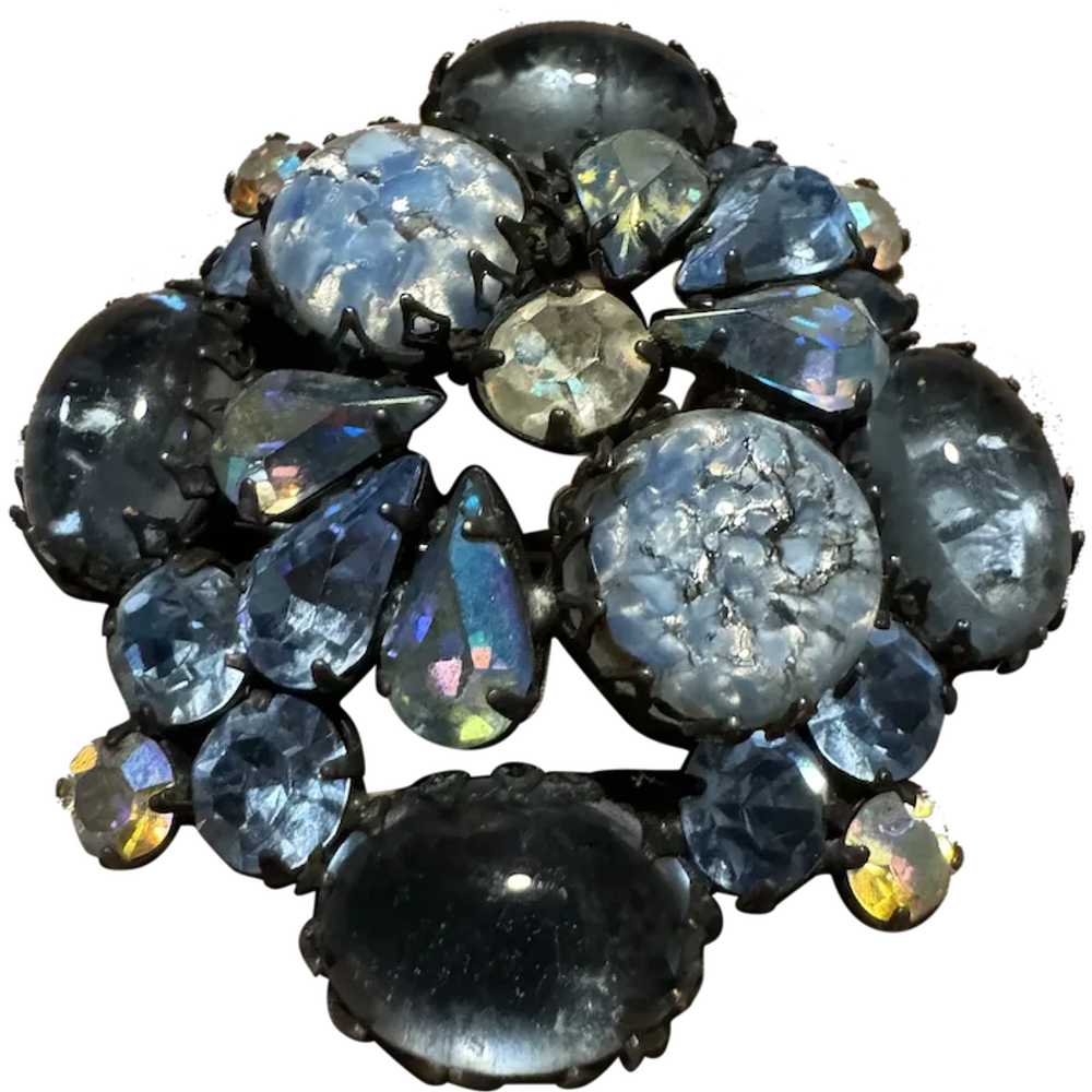 Stunning Vintage Regency domed Blue Brooch - image 1