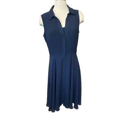 NWOT Nanette Lepore navy pin tuck chiffon dress si