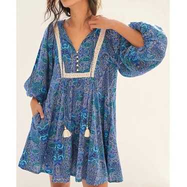 NWOT Anthropologie Lissa Blue Paisley Prints Romp… - image 1