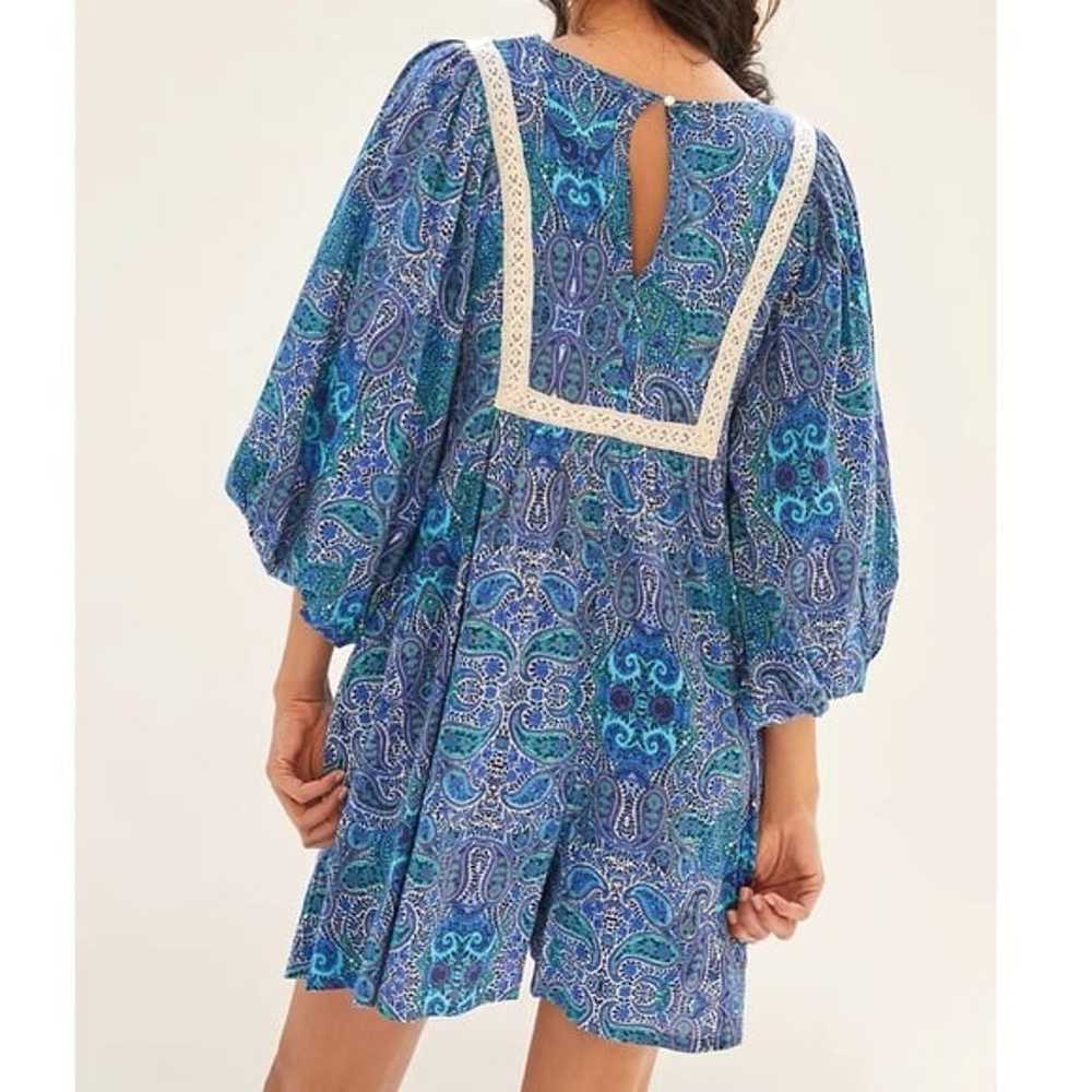 NWOT Anthropologie Lissa Blue Paisley Prints Romp… - image 3