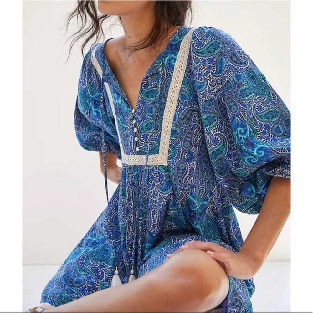 NWOT Anthropologie Lissa Blue Paisley Prints Romp… - image 4