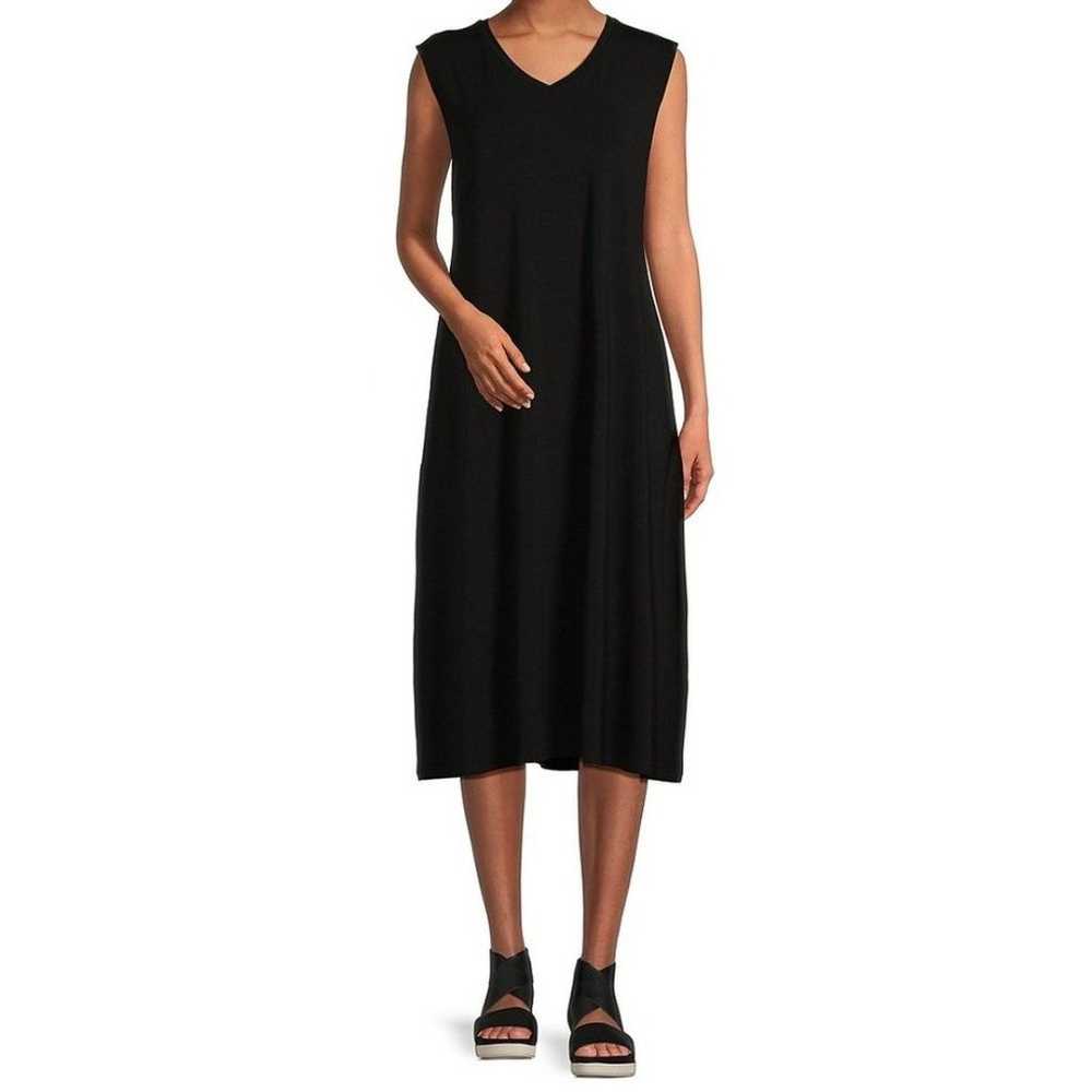 Eileen Fisher Black Tank Dress Midi Stretch Jerse… - image 1