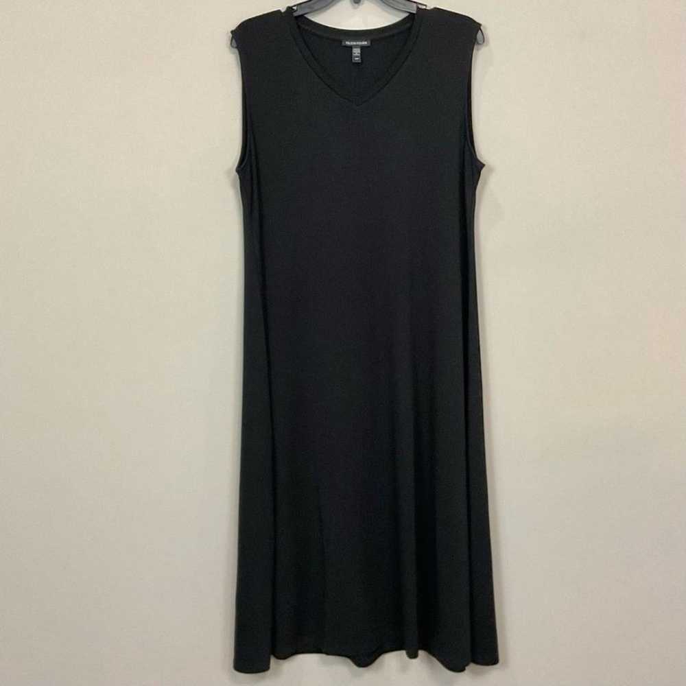 Eileen Fisher Black Tank Dress Midi Stretch Jerse… - image 2