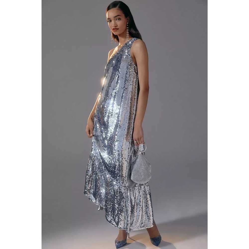 New Anthropologie Maeve One-Shoulder Sequin Dress… - image 2