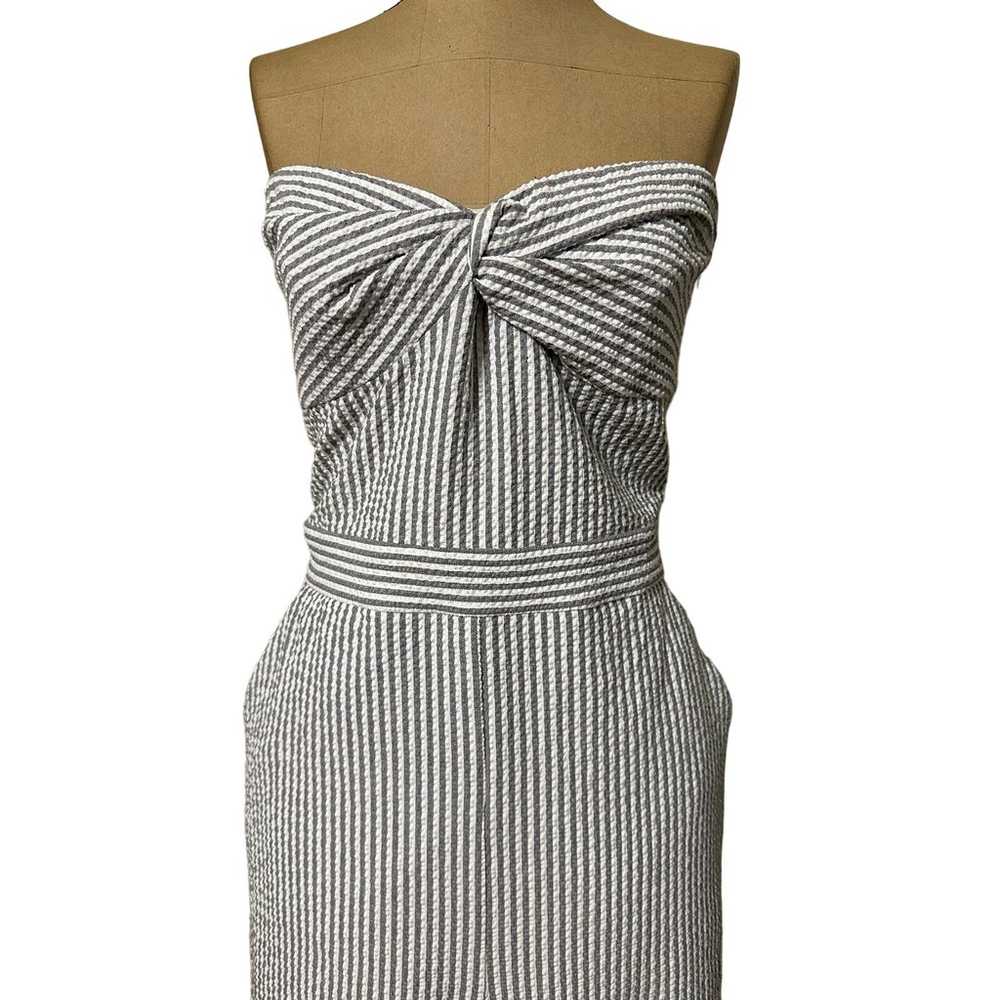 Veronica Beard Serild Strapless Seersucker Gray S… - image 9