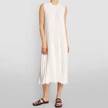 JOSEPH White Ribbed Knit Midi Dress