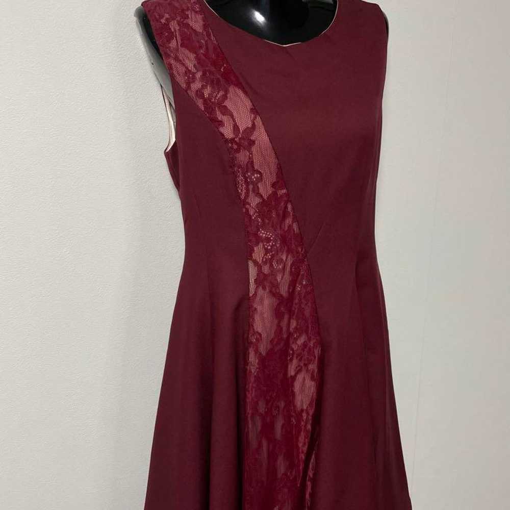 Asakura Party Dress Lace Mid Size Size 38 Wine Re… - image 3