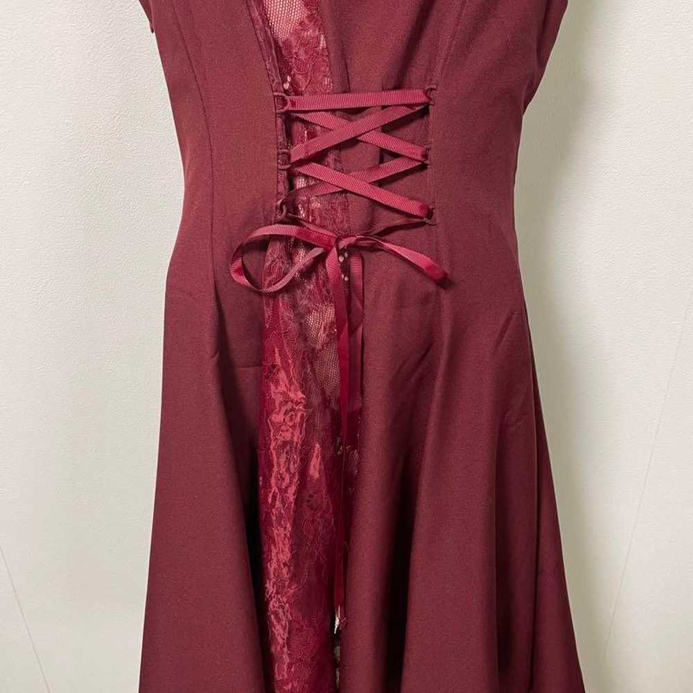 Asakura Party Dress Lace Mid Size Size 38 Wine Re… - image 8