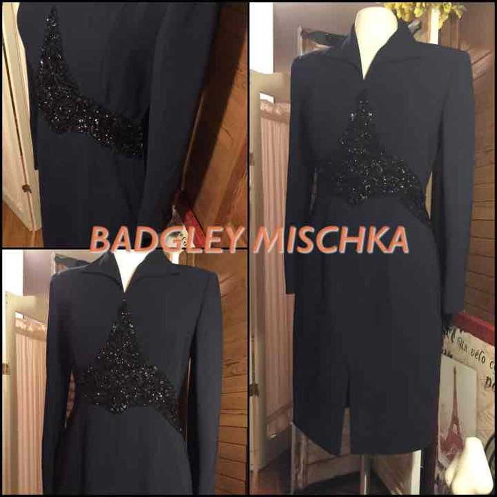 SZ 8- VINTAGE BADGLEY MISCHKA NAVY DRESS - image 1