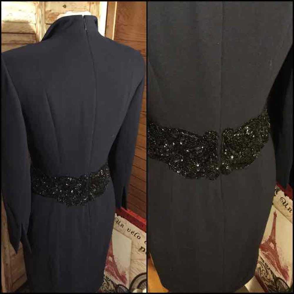 SZ 8- VINTAGE BADGLEY MISCHKA NAVY DRESS - image 2