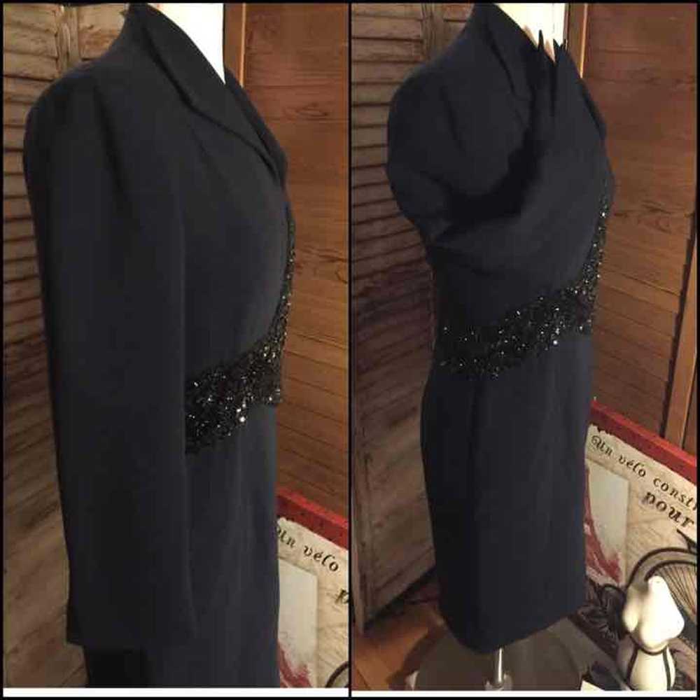 SZ 8- VINTAGE BADGLEY MISCHKA NAVY DRESS - image 3