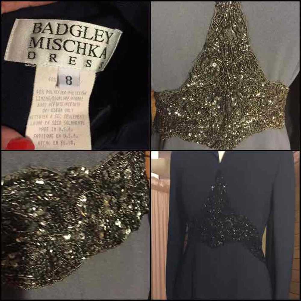 SZ 8- VINTAGE BADGLEY MISCHKA NAVY DRESS - image 4