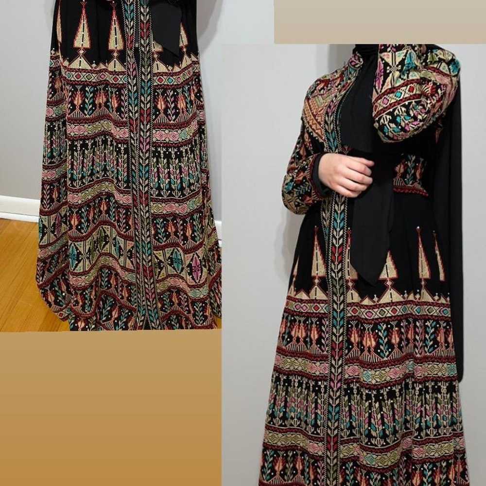 multicolored chiffon Palestinian thobe - image 3