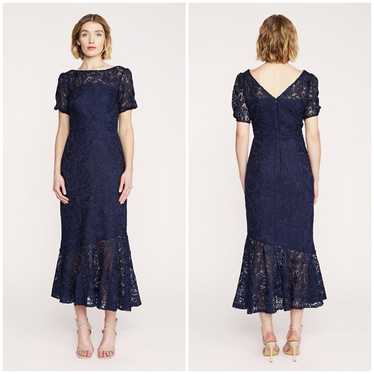 Kay Unger Portia Tea Length Dress in Midnight Blue