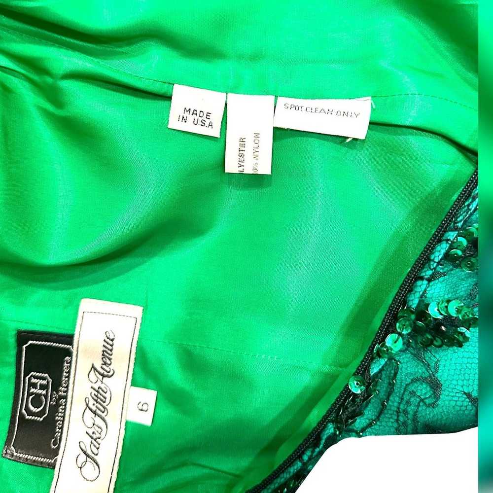 Carolina Herrera Short Sequin Green Black Formal … - image 9