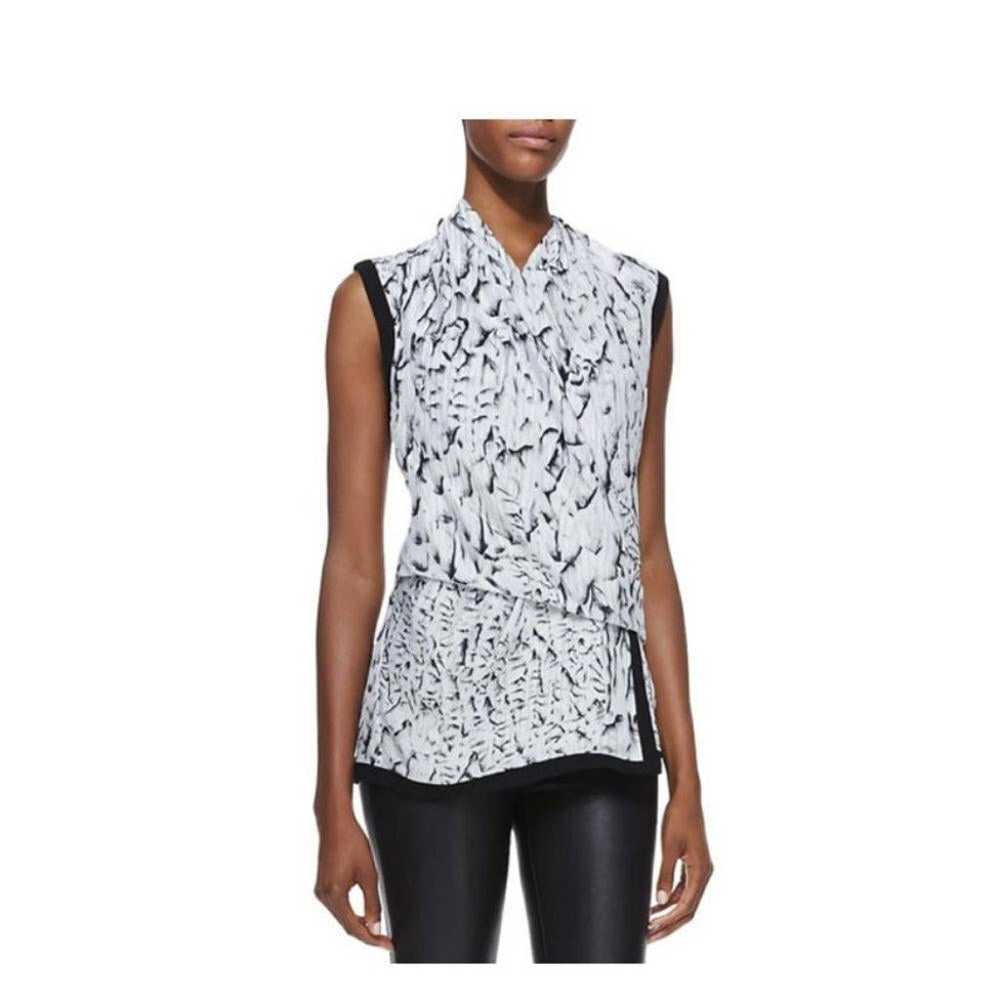 Helmut Lang Annex Draped Sleeveless Silk Blouse B… - image 1