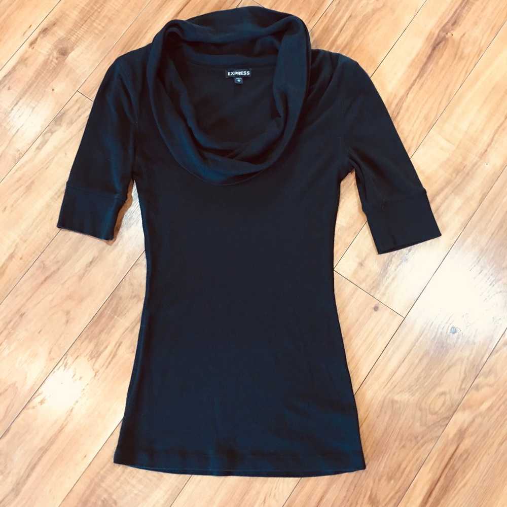 Express black cotton knit dress shirt athlesiure … - image 3