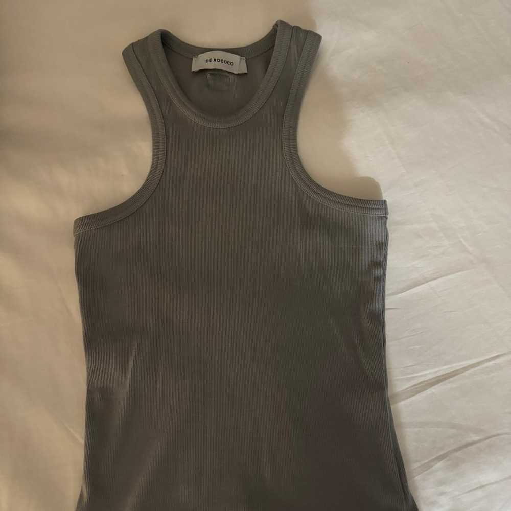 Grey racer back tank top - image 1