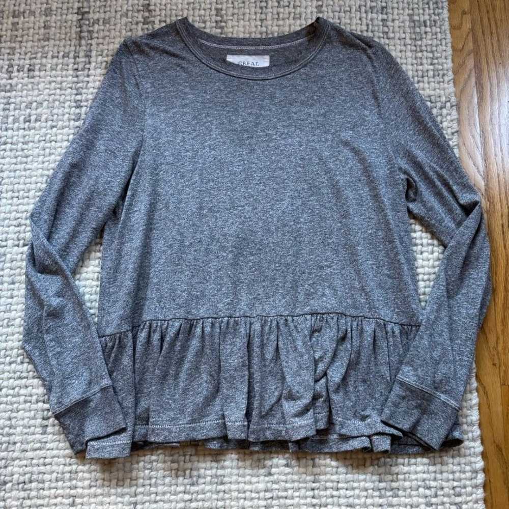 The Great. Grey Long Sleeve Ruffle Top 1 - image 1