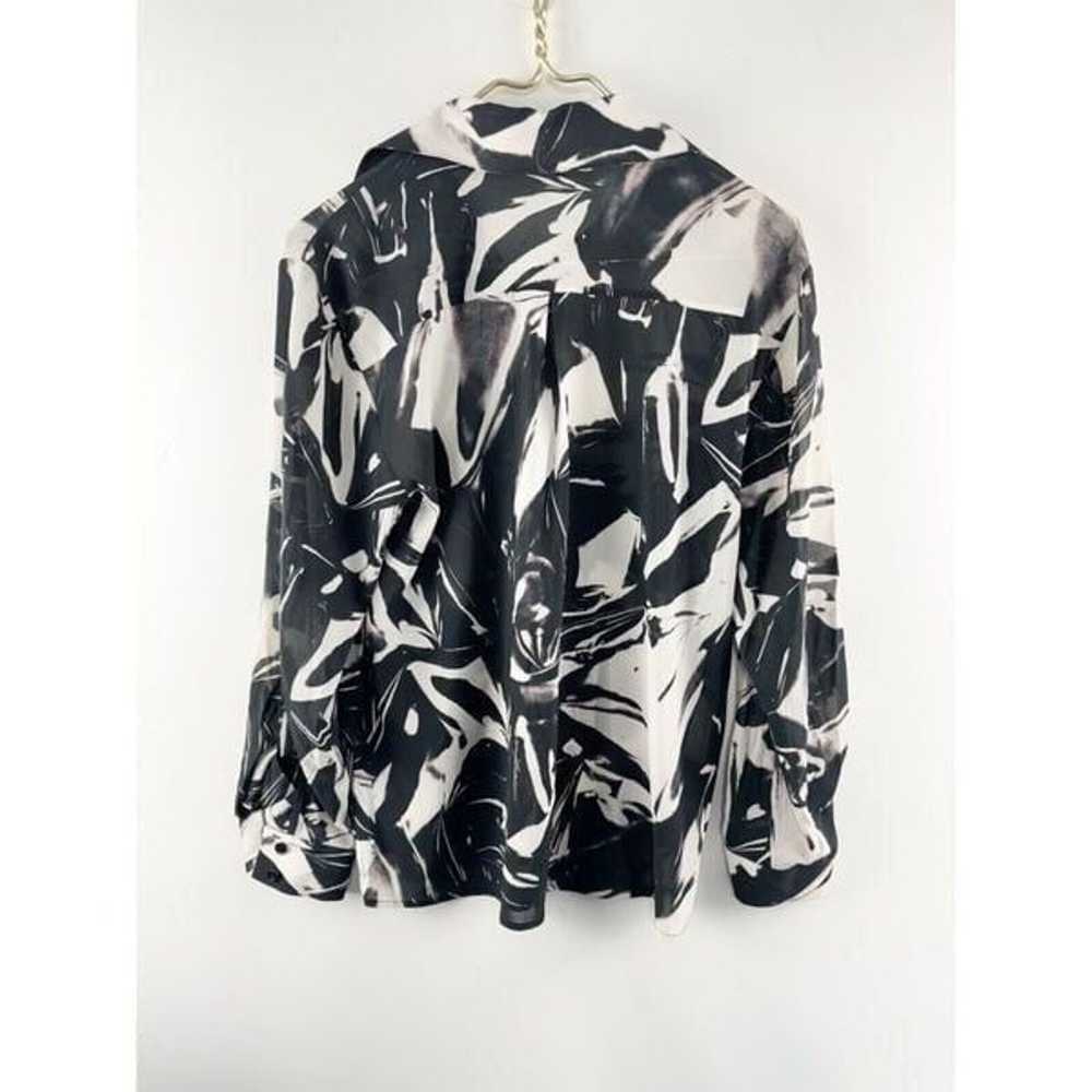 Alice + Olivia Silk Black Abstract Print Sheer Sh… - image 5