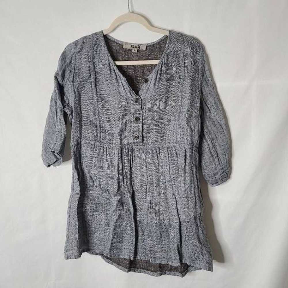 Flax Linen Tiny Polka Dot Babydoll Style Tunic Sh… - image 1