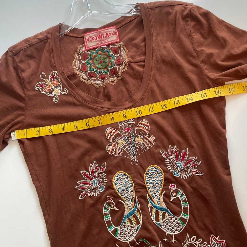 JWLA Johnny Was Brown Peacock Tee Womens Small Fl… - image 10