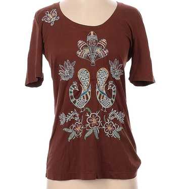 JWLA Johnny Was Brown Peacock Tee Womens Small Fl… - image 1