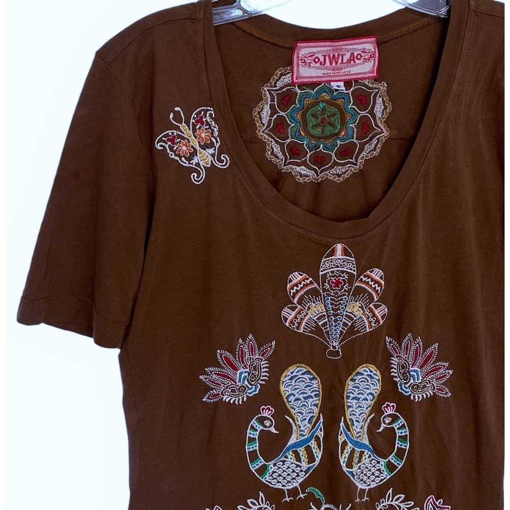 JWLA Johnny Was Brown Peacock Tee Womens Small Fl… - image 2