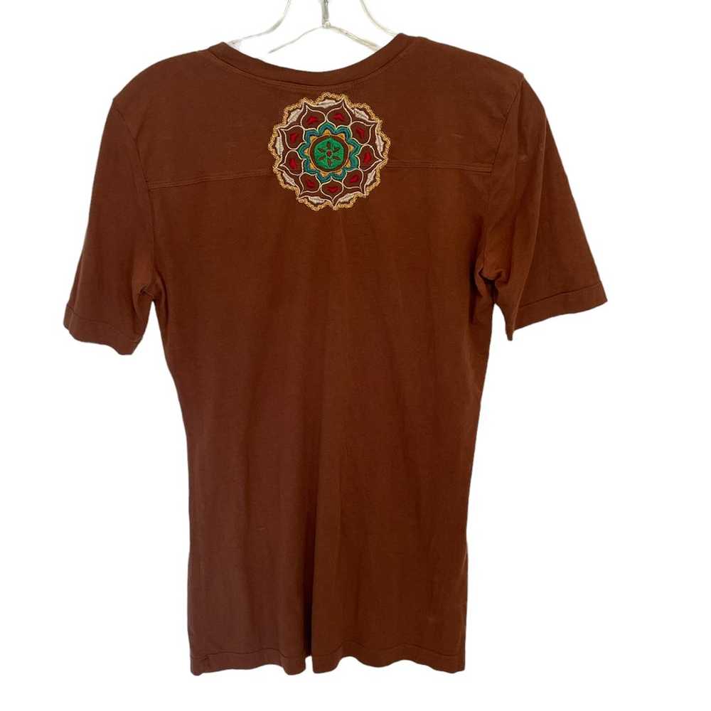 JWLA Johnny Was Brown Peacock Tee Womens Small Fl… - image 3