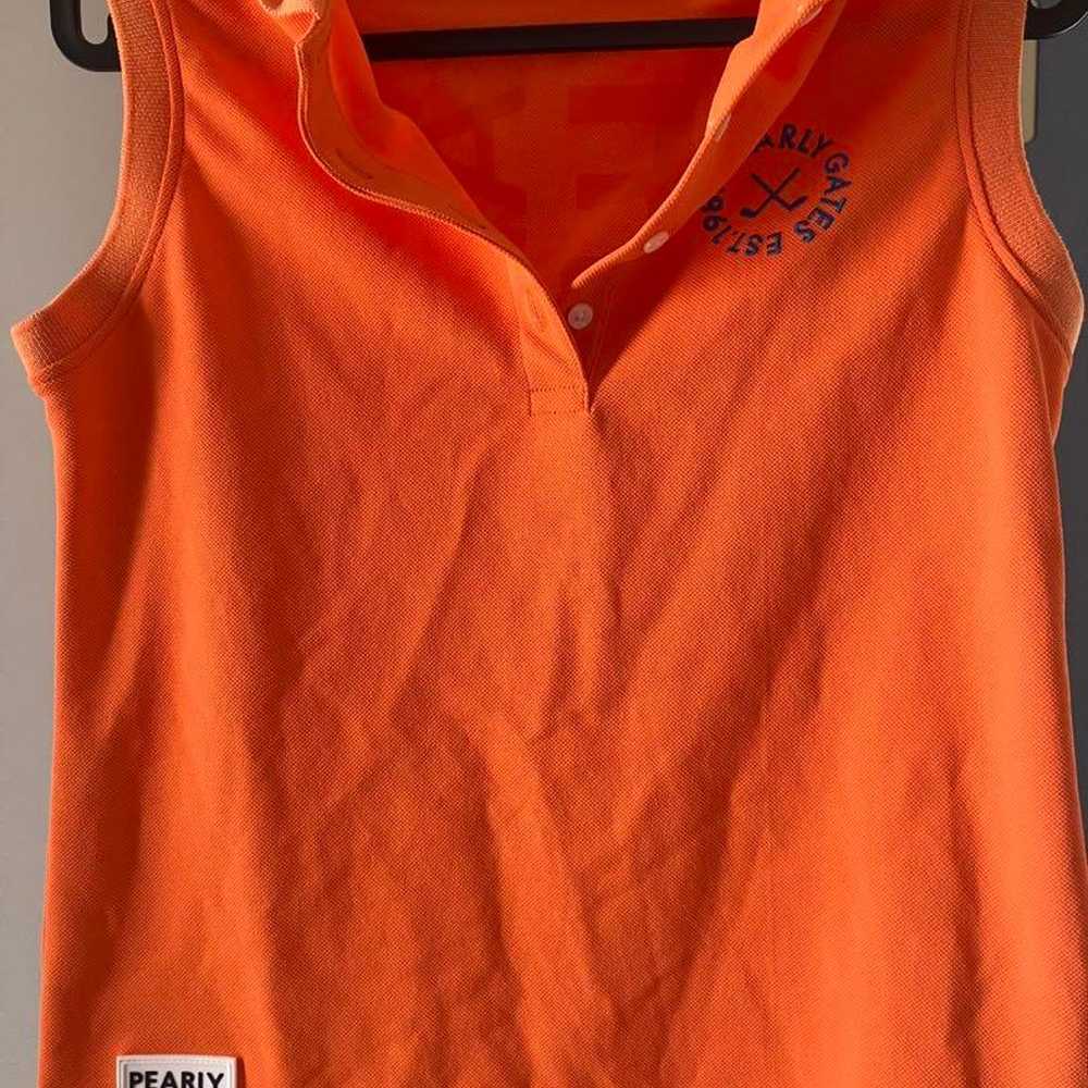 PEARLY GATES Orange Sleeveless Polo Shirt - image 1