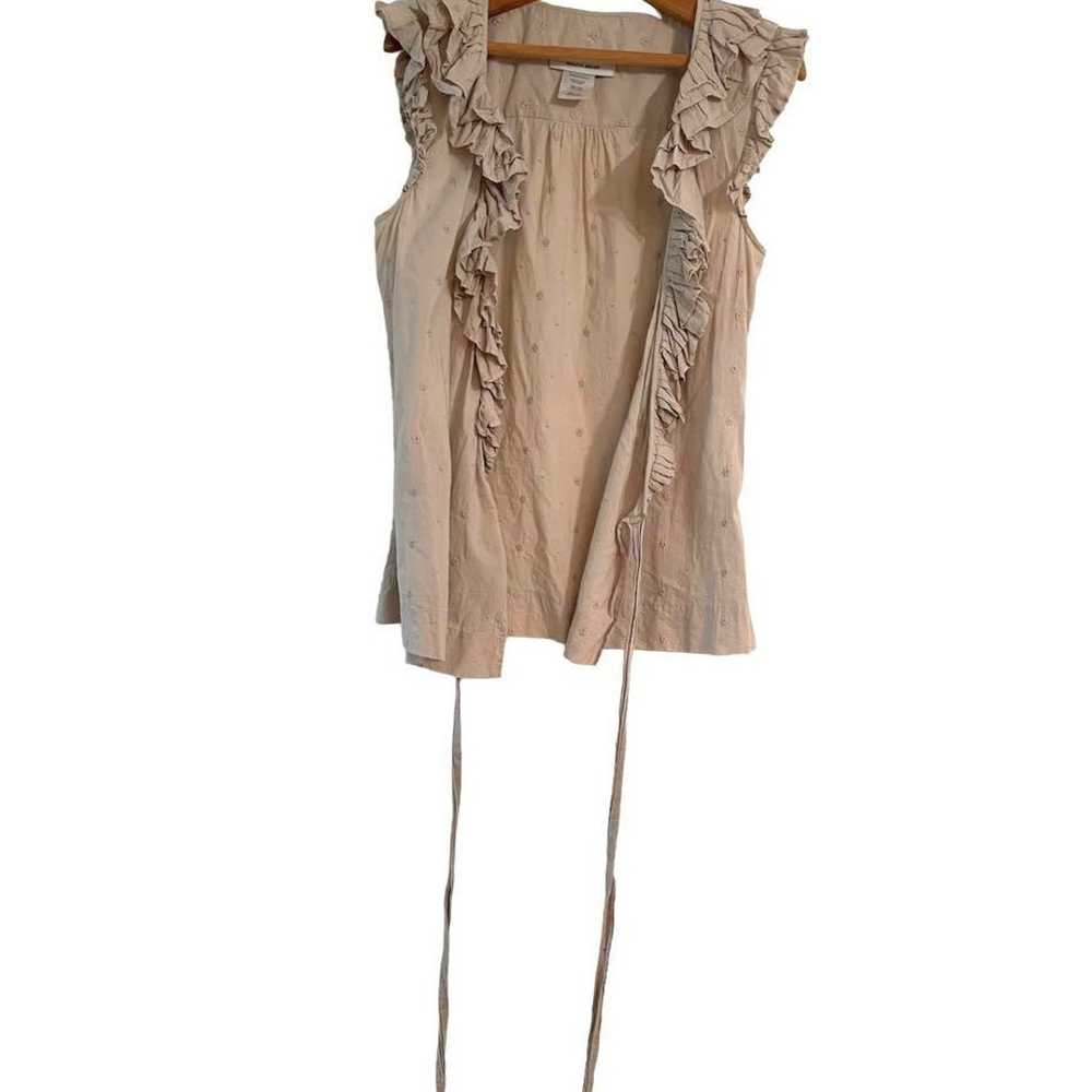 BY MALENE BIRGER Beige Cotton Frill Blouse Size 36 - image 5