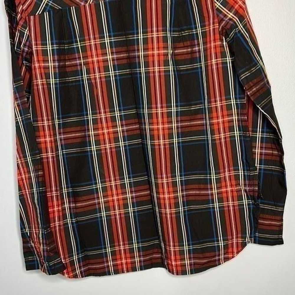 J Crew Jewel Button Funnel Neck Plaid Shirt Sz 8 - image 9