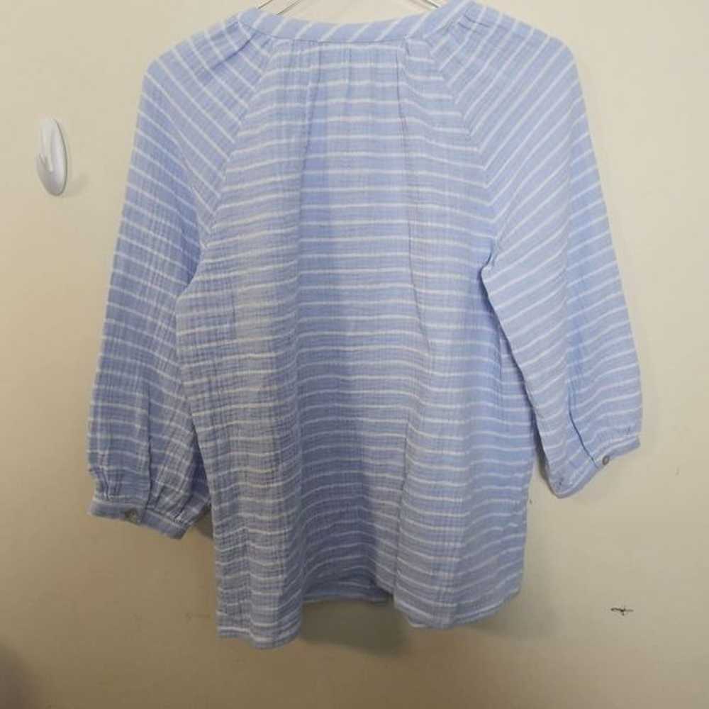 J Jill Cotton-Gauze Striped Button-Front Top Medi… - image 4